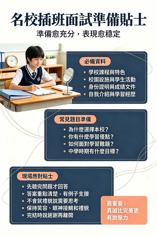 名校插班面試準備貼士