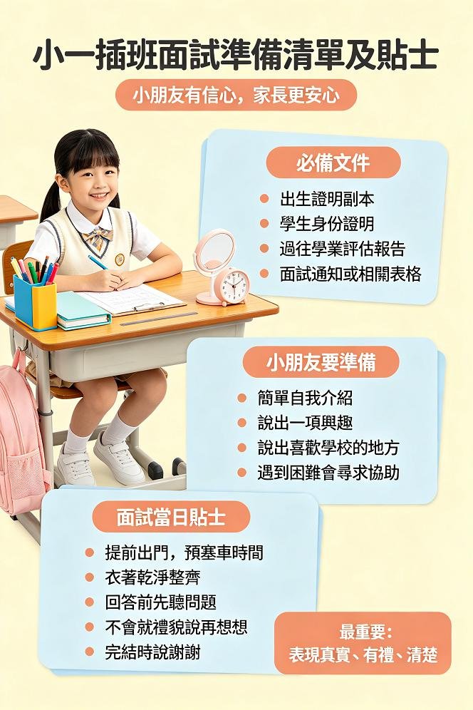 小一插班面試準備清單及貼士