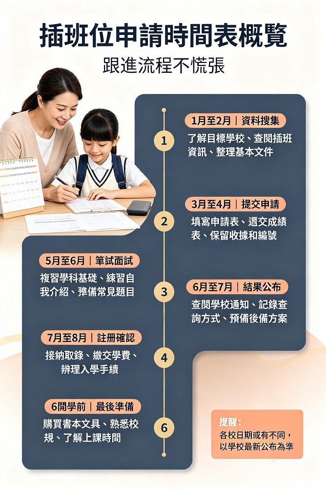 插班位申請時間表概覽